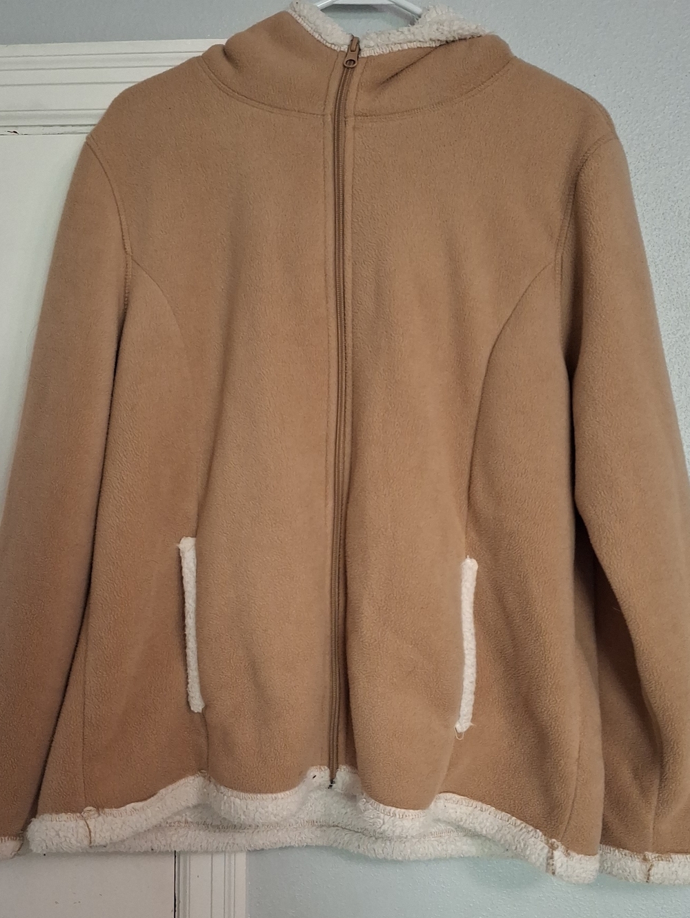 Faded Glory Tan Teddy Jacket with Cream Sherpa Trim
